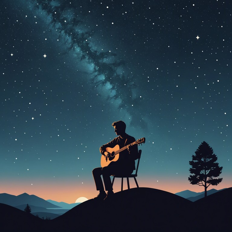 Imagine a cool evening under a star filled sky with the inviting strums of a sultry folk rock song, evoking feelings of yearning and tranquility. The music flows with emotion, combining the raw energy of rock with the comforting sounds of folk, creating a captivating soundscape that's both grounding and ethereal.