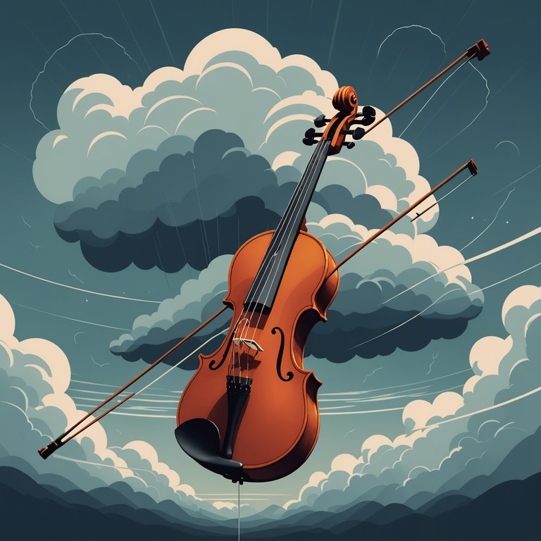 A storm brews within the heart of the music, where each string of the violin seems to slice through the atmosphere, building a composition that is both thrilling and profound