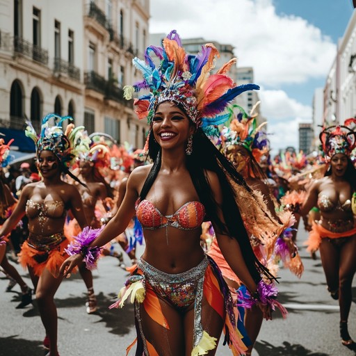 Feel the vibrant energy as brazilian samba rhythms collide with intricate jazz melodies, creating an intoxicating carnival atmosphere where every note dances with spirit and excitement