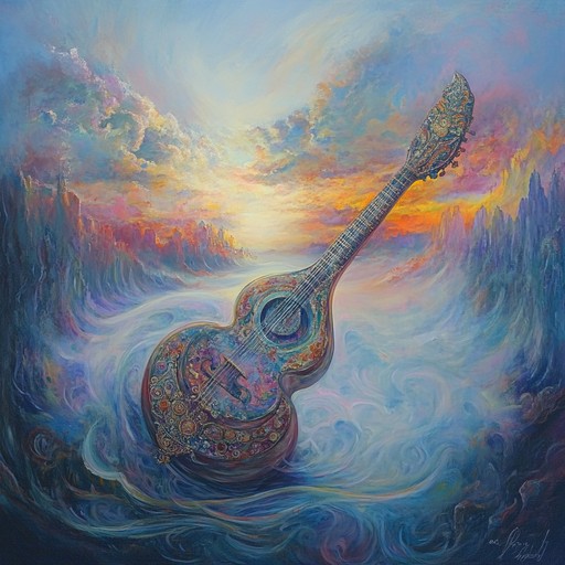 A captivating blend of melancholic rock and traditional indian raga, this track weaves electric guitar riffs with sitar melodies, creating an enigmatic atmosphere that transports listeners to a mystical twilight. The song's subtle yet powerful dynamic evokes deep emotions, making it perfect for introspective moments and spiritual journeys.