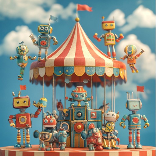 Step into a digital carnival where electronic sounds swirl and dance like circus performers. Bright synths and bubbling beats create a magical atmosphere full of wonder.