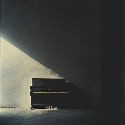 A hauntingly minimalist track featuring sparse piano notes that echo through an empty, vast soundscape, creating a sense of unease and introspection. The dynamic is low intensity, focusing on the subtlety and space between each note.