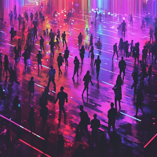 Imagine a bustling city at night, bathed in neon lights with crowds gathered at outdoor dance venues. The music pulses with a retro vibe that combines the rhythmic drive of classic funk with the modern, polished sound of new jack swing. Wurlitzer piano melodies float over driving beats and punchy basslines, capturing the sheer fun and joy of an urban dance scene