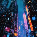 a pulsing synth journey through dystopian neon lit cityscapes