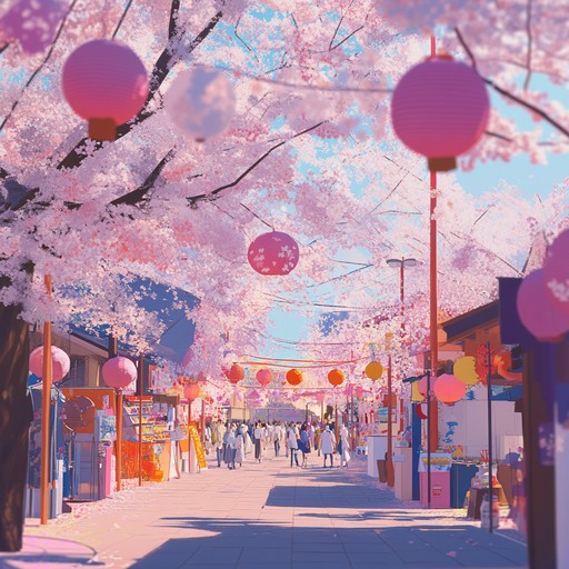 A lively and upbeat track capturing the vibrant energy of a festival in full bloom. This instrumental piece blends traditional japanese sounds with contemporary elements to create a cheerful and celebratory atmosphere, making it perfect for scenes filled with joy and festivity in anime.