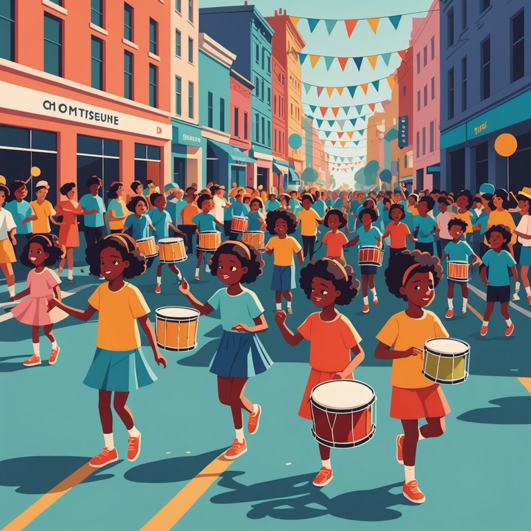 A vivid and dynamic children's song characterized by energetic drum rhythms combined with playful melodies, creating an atmosphere of joyful rebellion ideal for lively kids' activities. The track is designed to stimulate excitement and movement among young listeners while providing a catchy and unforgettable musical experience.