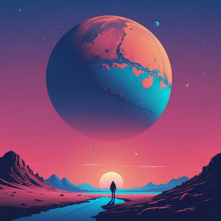 Imagine the serene tranquility of a martian morning as ethereal waves slowly traverse the sound space, enveloping the listener in a tapestry of inspiring and peaceful melodies that suggest a new beginning in an alien world.