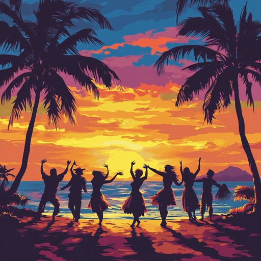 Energetic rhythms with vibrant percussion create an uplifting tropical melody.