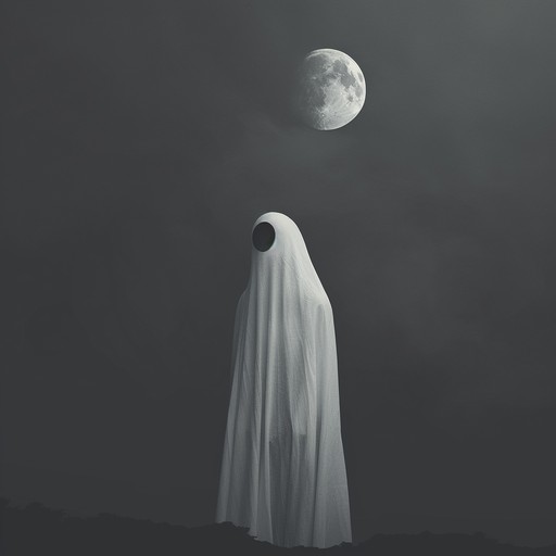 Imagine the sound of an eerie, moonlit night where whispers float through the mist, creating a hauntingly beautiful soundscape. The music embodies the feeling of a quiet, spooky night with ghostly murmurs and soft shadows dancing in the light of the moon.