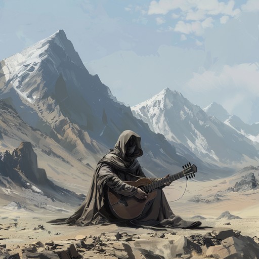 This instrumental piece captures the profound sorrow of the middle eastern desert, with mournful melodies carried by the soulful sound of the oud. The music is steeped in tradition and echoes with a timeless sense of loss and melancholy, using rich harmonic progressions and intricate ornamentations to convey deep emotion.