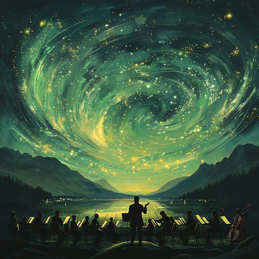 This cinematic orchestral composition encompasses a hauntingly beautiful journey under the stars. Interweaving deep, resonant strings with ethereal woodwinds, the piece creates a powerful sense of mystery and intrigue. Gentle harp arpeggios and dramatic timpani emphasize the dynamic range, painting a vivid image of a mystical, celestial exploration.