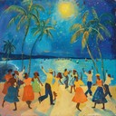 energetic salsa engaging dancers with tropical firework vibes.