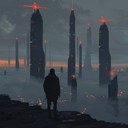 a pulsing, atmospheric journey through a futuristic cityscape