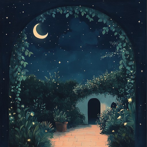 A delicate instrumental piece capturing the essence of a calm, starry night in an enchanted garden. Gentle piano melodies weave with soft string harmonics, creating a tranquil soundscape perfect for reflective moments in anime storytelling.