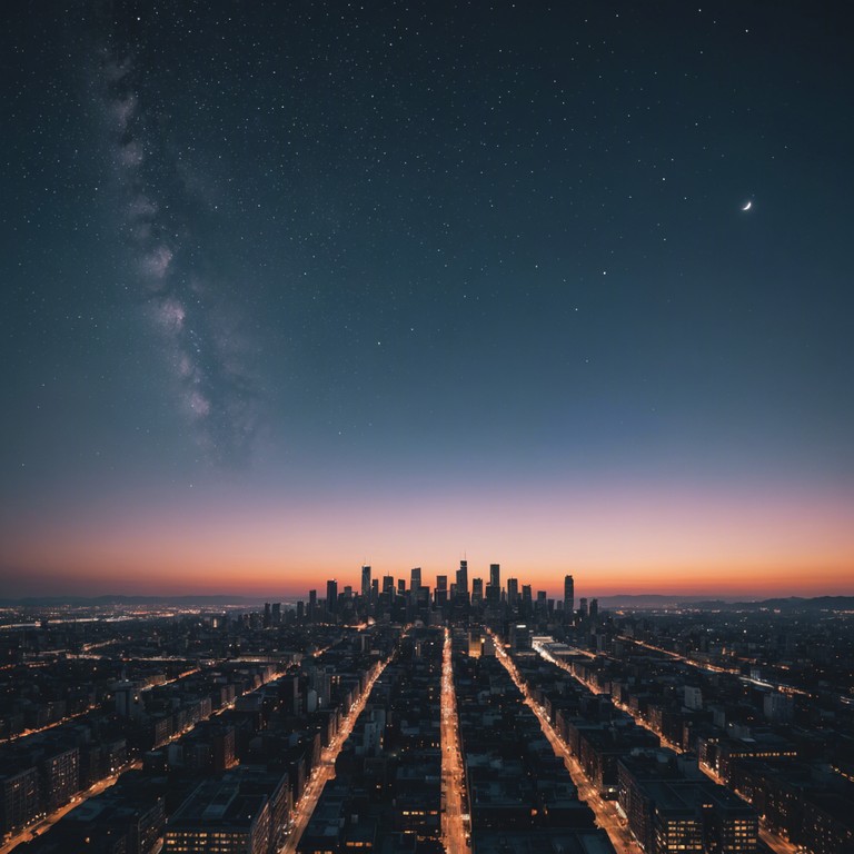 An evocative musical piece exploring the interplay between urban ambience and celestial wonder. Blending reflective melodies with modern textures, this track mirrors the dichotomy between a bustling city life and serene, starlit skies. Perfect for evening reflections or nocturnal city walks.