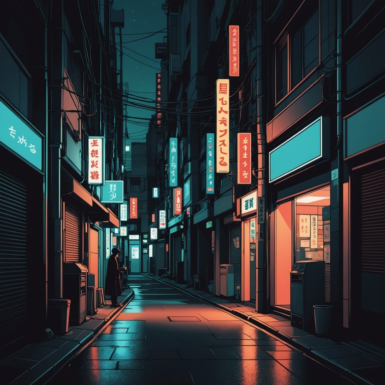 A moody instrumental evoking the eerie quietness of tokyo at midnight, blending traditional japanese elements with contemporary j pop to capture the contrast between past and current as seen in shibuya's deserted streets. The music paints a soundscape of the vibrant district submerged in shadows, whispering tales of forgotten lore contrasted against modern life's rush.