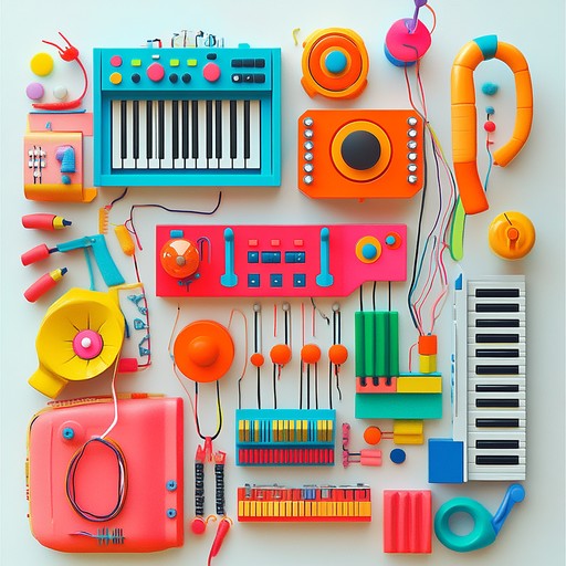 An uplifting instrumental track combining playful toy sounds with energetic electronic rhythms to evoke confidence and joy