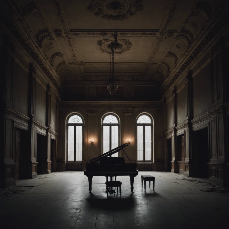 This piece features a deep intertwining of somber melodies and brooding, dense atmospheric elements that convey a sense of solitude and introspection through nuanced soundscapes. The minimalist piano accents enhance the overall feeling of darkness and mystery.