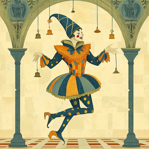 A lively and mischievous instrumental piece that evokes the playful spirit of a court jester entertaining nobles, featuring upbeat melodies and theatrical flair.