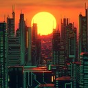 an uplifting cyberpunk instrumental blending warmth and futuristic sounds