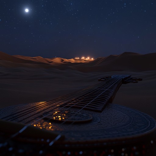 Experience the mystical calm of the sahara at night through the resonant strings of the sitar, crafting a meditative soundscape that resonates with the soul's yearning for peace and introspection.