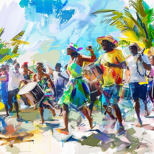 This instrumental track features buoyant steel drum tunes combined with dynamic percussive layers, creating a festive and uplifting atmosphere reminiscent of tropical island festivities, perfect for getting everyone in the mood to dance and celebrate