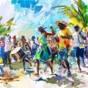 uplifting rhythms and cheerful steel drums for party atmosphere