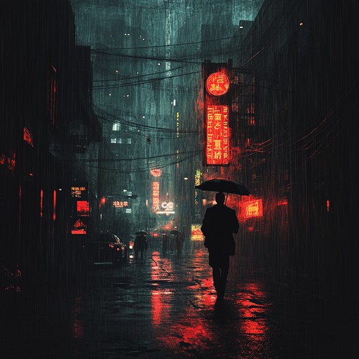 An atmospheric cyberpunk composition that utilizes haunting synths and slow rhythms to create a melancholic journey through dystopian cityscapes. The slow, deliberate pace reflects the weight of technological despair, immersing the listener in a world of neon shadows and lost hope.