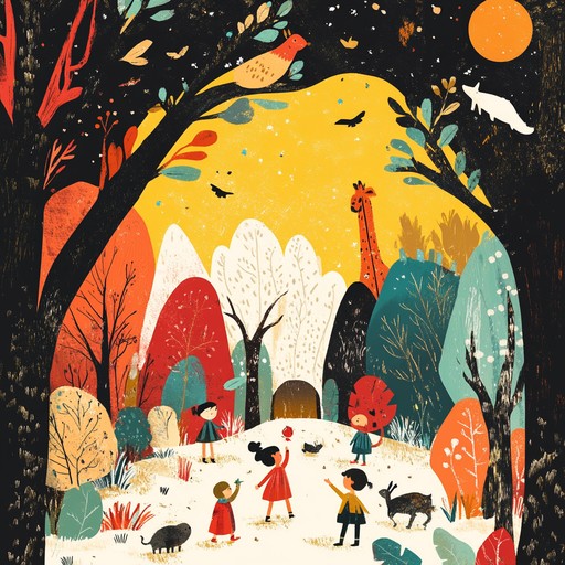 This instrumental track is a playful and cheerful piece that brings a sense of excitement and exploration suitable for children. With its bouncy rhythms and lighthearted melodies, it paints a picture of kids playing and discovering in a magical forest. Designed to capture the innocence and wonder of childhood adventures, this composition uses vivid sounds to create an immersive experience.