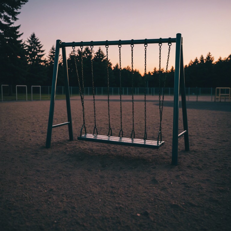 This alternative version dives deeper into the haunting aspects of a playground as night approaches, evoking stronger emotions of nostalgia and tranquility, as if the swings and slides whisper old tales in the breeze.