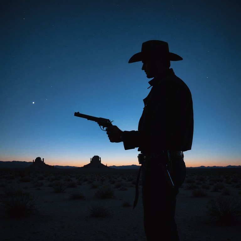 In the remote depths of the arid desert, as twilight deepens, chilling sounds echo between the dunes, telling tales of forgotten trails and ghostly encounters. The atmosphere grows tense and hauntingly vivid with each note played.