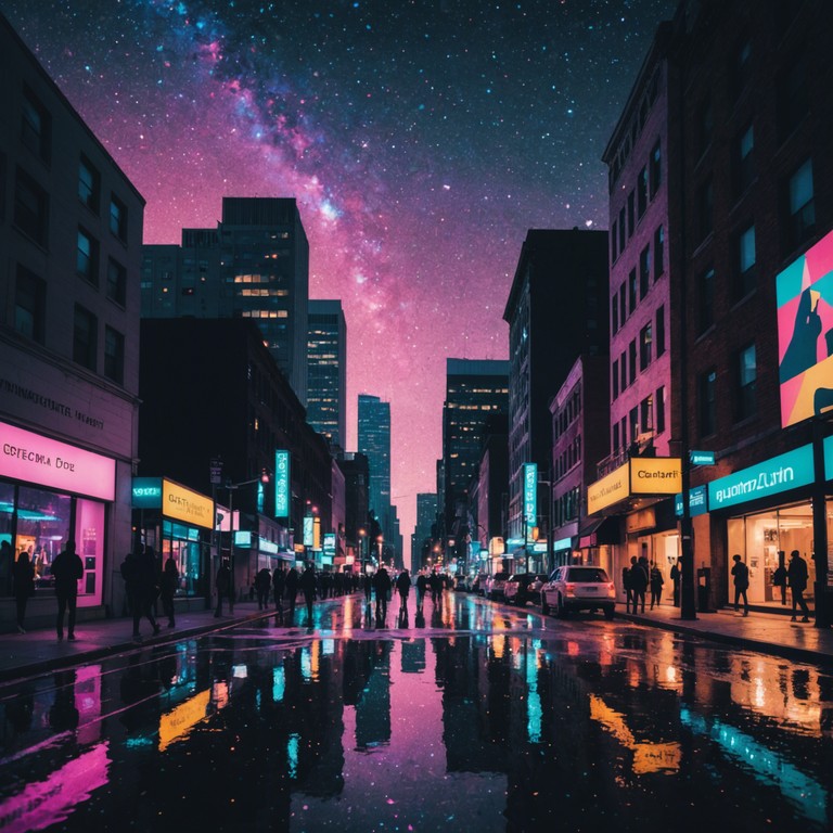 This track blends the upbeat, danceable vibes of disco with the raw, edgy sounds of grime. It's meant to evoke the lively spirit of a city at night, with glitzy disco elements cutting through the tough, street smart grime layers, creating a unique urban soundtrack.