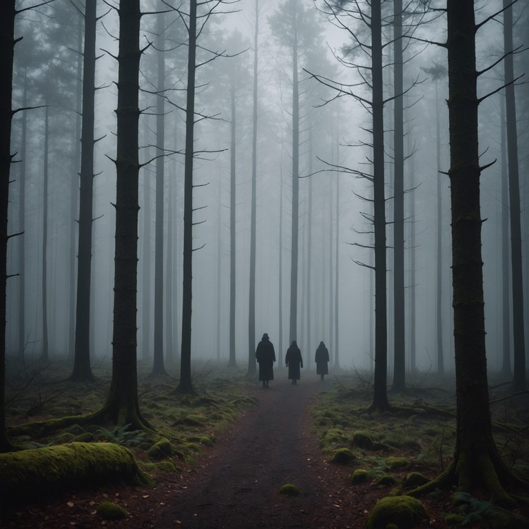 This track uses relentless, thunderous drum beats to evoke a feeling of unease and power. The piece progresses in intensity, mimicking the footsteps of an approaching giant or a massive, unseen threat in a dense, misty forest. The music gradually builds, layers of percussion adding to the depth and the baseline, creating an almost palpable sense of threat that fills the listener with foreboding.