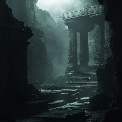 The composition evokes chilling, enigmatic ambiences of ancient, abandoned ruins. It combines dark drones with ghostly whispers and subterranean textures, enveloping listeners in an unearthly atmosphere full of obscure history and hidden shadows.