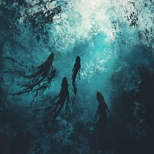 In an auditory journey through deep oceanic trenches, this alternative version intensifies the eerie quiet of underwater realms abruptly disturbed by violent, dark deathcore surges, mimicking the unpredictability and fear of the deep sea.