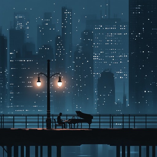 An evocative piano composition that softly paints the feelings of twilight in the city, merging the subtle echoes of broadway with ambient tones for a soothing experience.