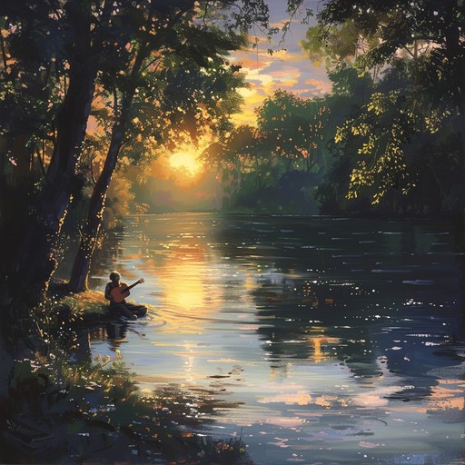 This serene blues piece combines soothing guitar tones with the gentle sounds of a flowing river, creating a relaxing and reflective musical experience. Ideal for late night relaxation or meditative moments by nature.