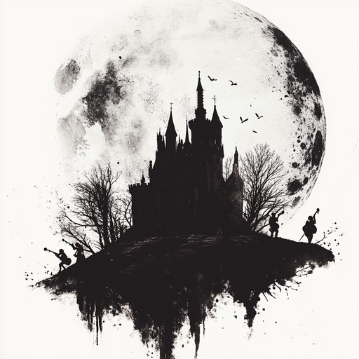 In this track, a full symphonic orchestra blends with heavy metal elements to create a powerful, gothic narrative that unfolds under a full moon, casting shadows that dance to the rhythm of intense guitars and pounding drums. The listener is transported to a mystical world where classical music and metal converge, creating an epic soundtrack for a night of dark fantasy.