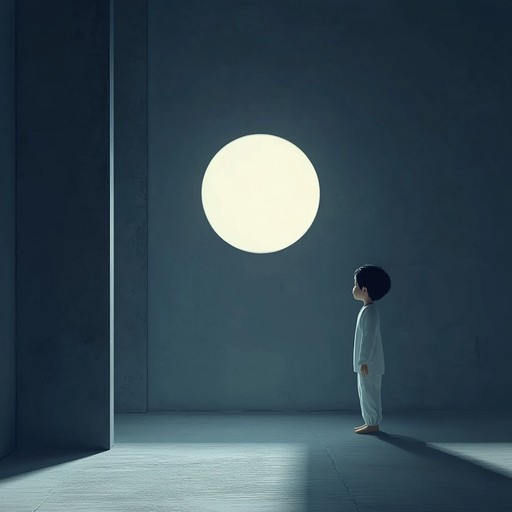 This composition uses ethereal sounds and gentle melodies to portray the anxiety and wonder a child feels facing the unknown in the dark, blending softness with unease.