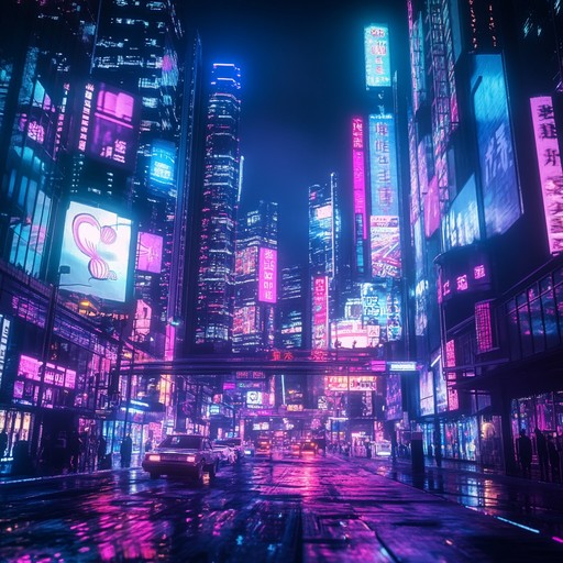 A vibrant instrumental piece drawing from classic 80s synthwave. Imagine driving through a neon lit metropolis, with pulsating synths and rhythmic beats embodying the energy of the night. The music escalates with layered electric bass lines and dynamic drum patterns, creating a spirited and nostalgic atmosphere.