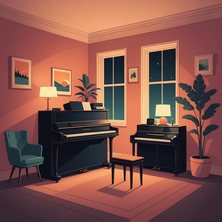 Imagine cruising through a cityscape at night with the glow of streetlights and a clear sky above, while soft melodies from an electric piano fill the air, providing a comforting and tranquil soundtrack to your evening.