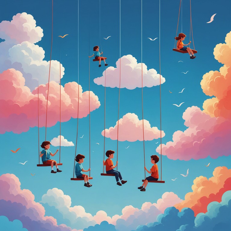 The composition encapsulates the essence of a child’s wondrous journey through a fantastical playground in the sky, with playful melodies and a soothing rhythm that invites young minds to explore and imagine.