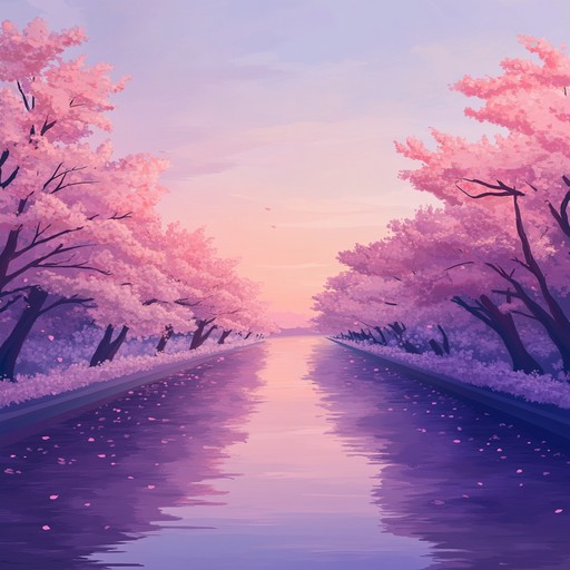 An instrumental piece that evokes the serenity of a spring day in japan, with soft harmonies resembling falling sakura petals and a peaceful atmosphere.