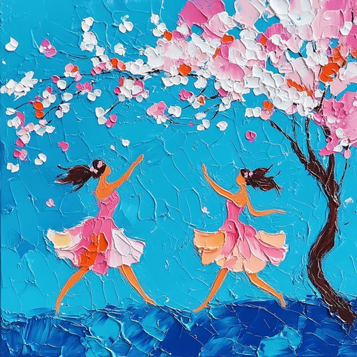 A lively and infectious instrumental j pop track featuring catchy melodies and bright synthesizers that evoke the budding cherry blossoms in spring. The song combines traditional japanese instrumentation with modern pop elements, creating a joyful and celebratory atmosphere perfect for dance parties and festive occasions.