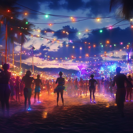 Imagine an unending celebration on sandy beaches with waves crashing under star filled skies, music merging with the ocean breeze to bring the night alive.