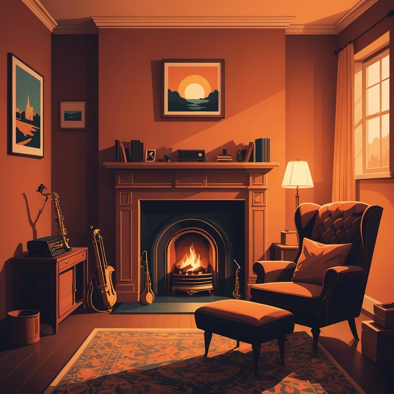 Imagine a relaxing evening by a cozy fire, with smooth, heartwarming beats emanating gently around you, creating a perfect fusion of chill and warmth. The tympanic resonance of a sultry saxophone cascades over laid back jack swing rhythms, bringing forth a unique symphony of comfort and elation, perfectly suited for serene introspection or a calm gathering of old friends.