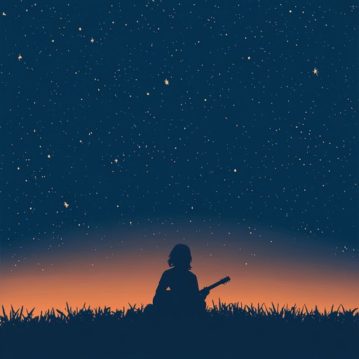 This track embodies the essence of solitude paired with natural elegance, capturing the gentle strumming of an acoustic guitar as it echoes under a vast, starry sky. The music invites listeners into a soothing, contemplative space where each note reflects the shimmer of the stars above.