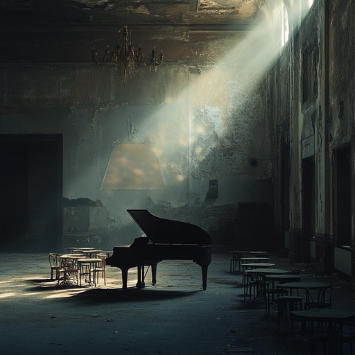 An instrumental piece featuring gentle piano melodies that evoke the haunting ambiance of a deserted cabaret, stirring emotions of sadness and lost memories.