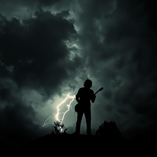 An electrifying instrumental blending blues and rock elements, with intense guitar work and rhythms that mirror the chaos and majesty of a raging storm.