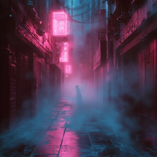 An otherworldly instrumental combining unsettling electronic sounds and haunting synth melodies, painting a sonic picture of shadows whispering under neon lights An otherworldly instrumental combining unsettling electronic sounds and haunting synth melodies, painting a sonic picture of shadows whispering under neon lights